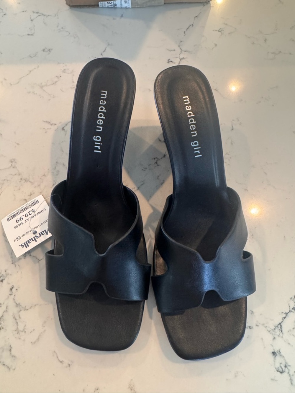 Madden Girl Black Cutout Wedge Mules